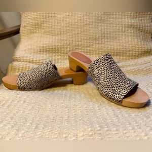 Madewell calfskin leopard print mules